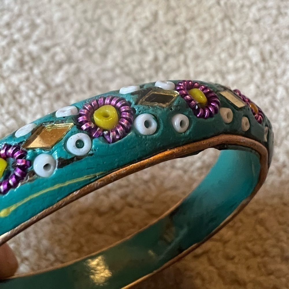 Bangle bracelet with inlaid mirrors, craft fair, cute! - Picture 3 of 6